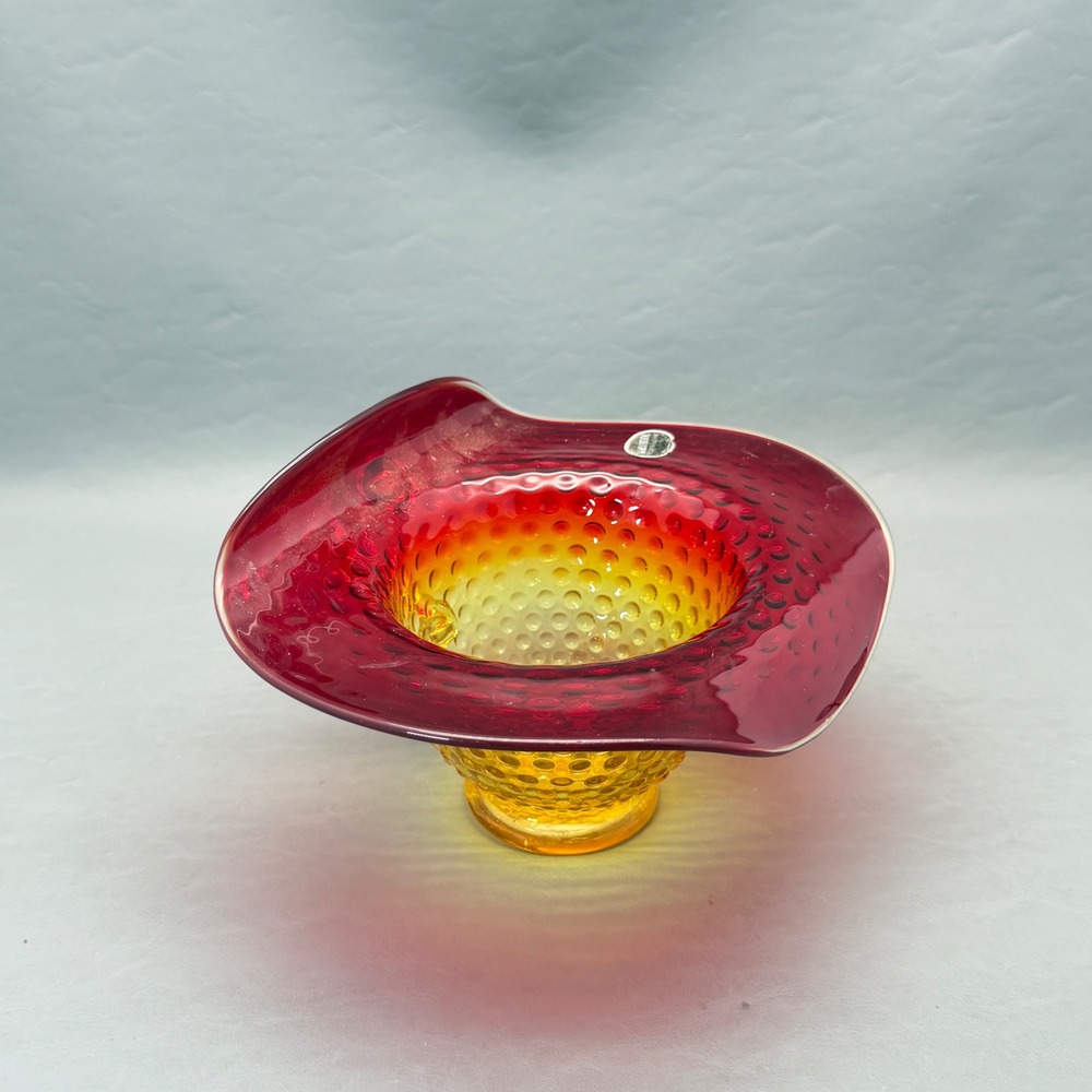 Jack In The Pulpit Style Mid Century Hobnail Amberina Glass By Kanawha Usa 70s